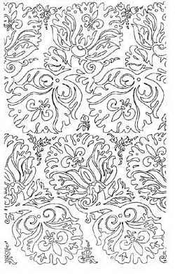 Прорись погребальной ткани из захоронения царицы Агафьи